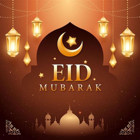 Eid Mubarak Cartes De Vœux Vecteur Premium