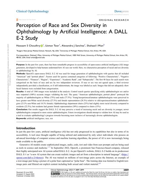 Pdf Perception Of Race And Sex Diversity In Ophthalmology By