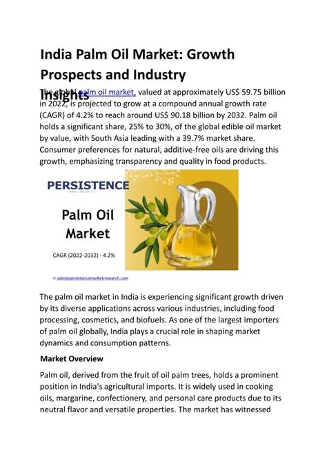 PPT India Palm Oil Market Growth Prospects And Industry Insights