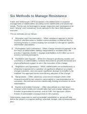 Six Methods To Manage Resistance Docx Six Methods To Manage