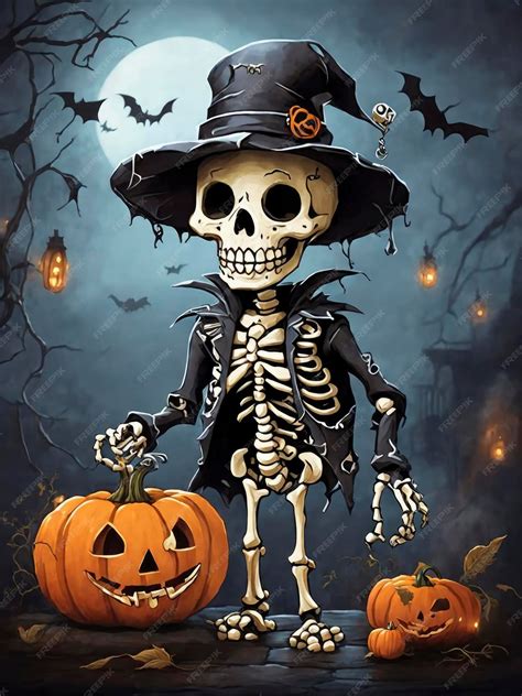 Premium AI Image | Halloween Skeleton Cartoon