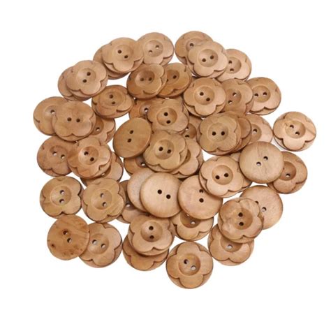 Pcs Bambou Boutons En Bois Pour Enfants De Couture Fleurs Eur