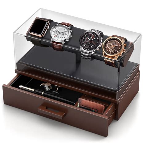 Zavoko Watch Display Case - Men's Wood Watch Stand With Removable ...