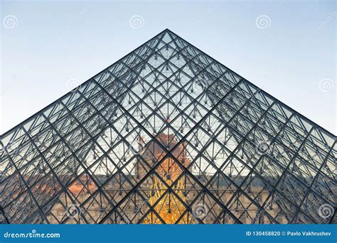 Louvre Museum with Landmark Entrance - Pyramid Editorial Image - Image ...