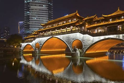 Night view of Anshun Bridge with reflection in Jin River (Photos Framed ...