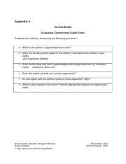 ELC231 Evaluative Commentary Guide Docx Appendix 4 ELC231 EL230