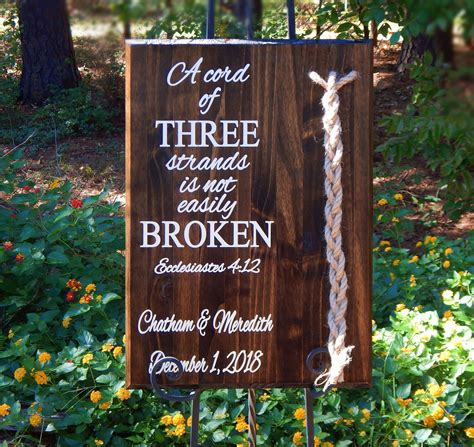 Cord Of Three Strands Wedding Sign Ceremony Sign Wood Etsy In 2020