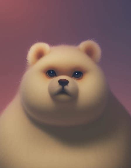 Chubby Fuzzy Obese Baby Bear Cartoon Baby Animal Friends Fantasy