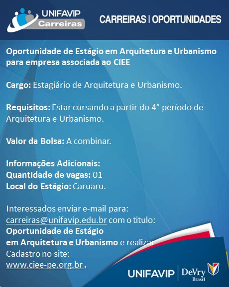 Unifavip Carreiras Oportunidade De Est Gio Em Arquitetura E Urbanismo