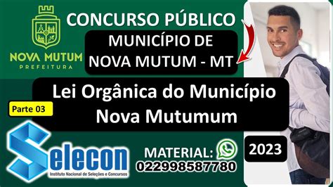 Lei Org Nica Do Munic Pio Nova Mutum Conhecimentos Gerais