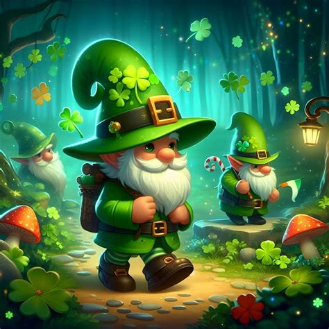 Premium Photo St Patricks Day Watercolor Set Of Gnomes Celebration