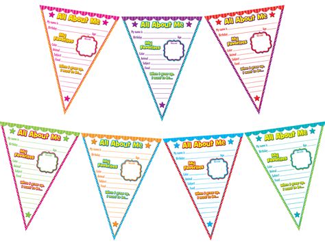 All About Me Pennants Bulletin Board Display Set Tcr5578 Teacher Created Resources