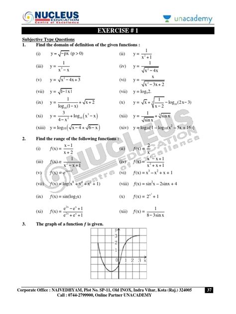 Exercise 1 Subjective Type Questions 1 Find The Domain Of