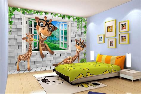 Custom Wallpaper 3d Animals Kids Room Backdrops 3d Wallpaper Living ...