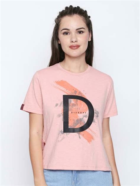 Buy Disrupt Women Pink Graphic Cotton Blend T Shirt Xs Online At Best Prices In India Jiomart