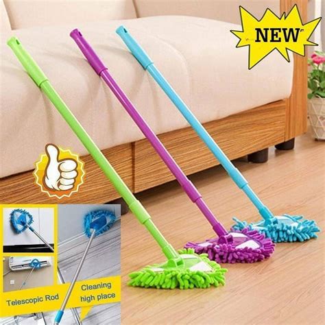 Tcwhniev Rotating Telescopic Mop With Washable Chenille Head