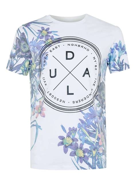 White Lower East Floral Print T Shirt Mens T Shirts And Vests Clothing Mens Tshirts T