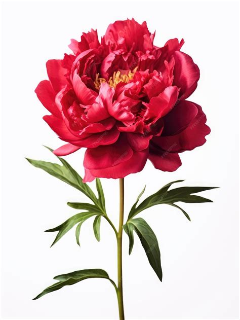 Premium Photo Red Peony Flower On White Background