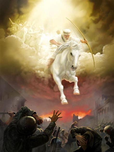 Jesus On White Horse With Bow Arrows At Armageddon Jehovahs