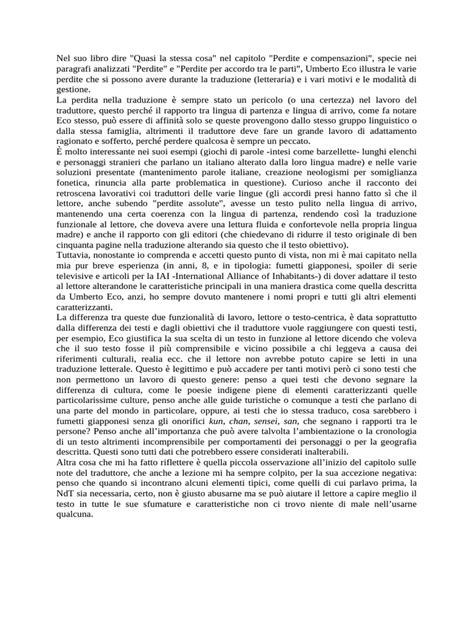 ECO dire quasi la stessa cosa-perdite | PDF