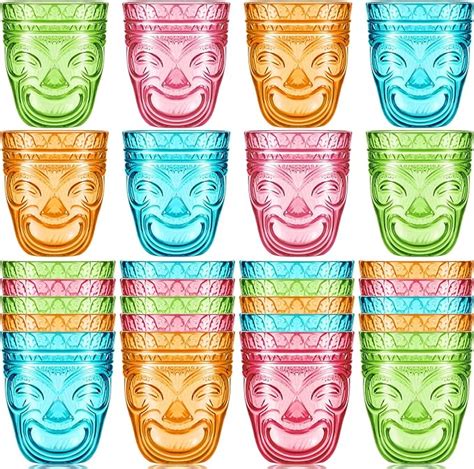 Irenare Tiki Shot Glasses Hawaiian Style Tiki Cup Plastic