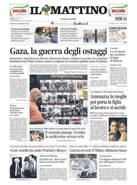 Prima Pagina Il Mattino Titola Garcia Avverte Il Milan