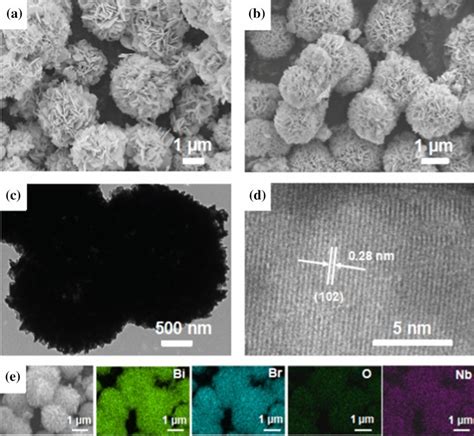 A Sem Image Of Biobr B Sem Image C Tem Image D Hrtem Image And E