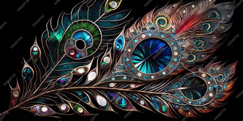 Premium Photo Modern Art Fantasy Peacock Feather Luxury Digital Art