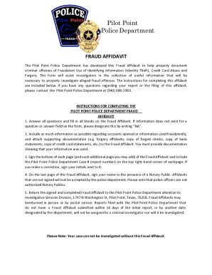 Fillable Online Fraud Affidavit Pilot Point Police Department Fax