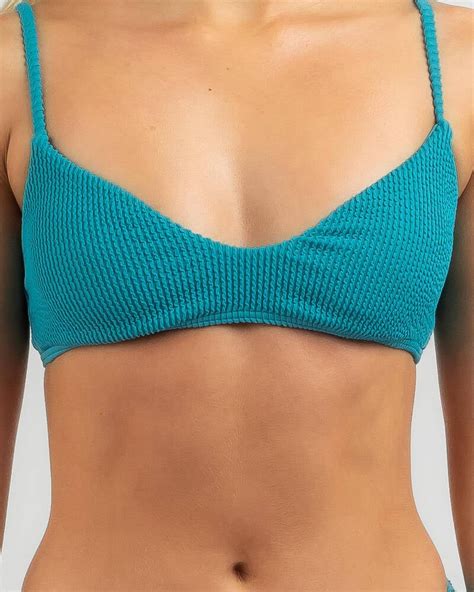 Shop Billabong Summer High V Bralette Bikini Top In Tile Blue Fast Shipping And Easy Returns