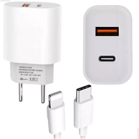 Melhores Carregador Para Iphone - Kit Carregador para iPhone Turbo 40W entrada Dupla USB/USB Tipo C PD 3. ...