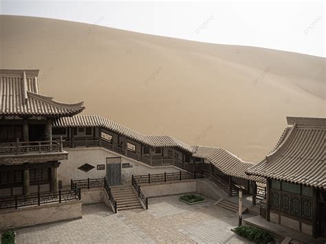 Dunhuang Scenery Desert Architecture Mingsha Mountain And Crescent