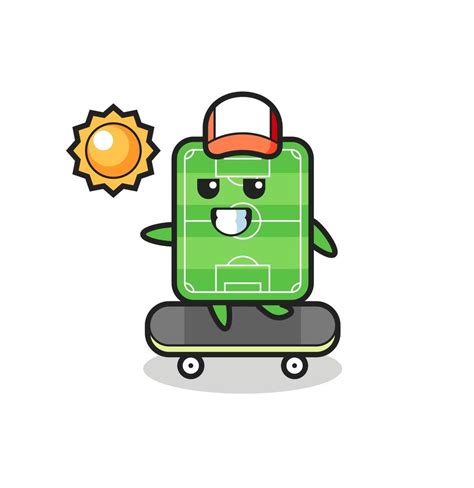 Football Field Character Illustration Ride A Skateboard Vector