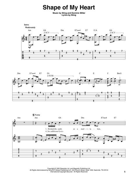 Shape Of My Heart By Sting Sheet Music For Solo Guitar At Sheet Music Direct