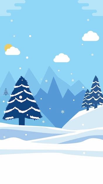 Fondo De Invierno Dibujado A Mano Vector Premium