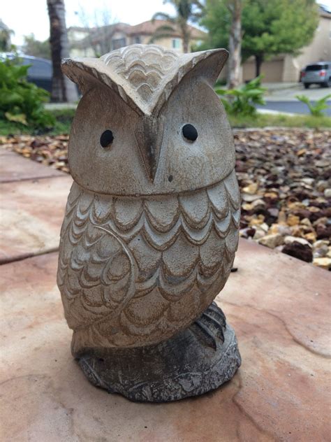 Concrete Cement Owl Yard Garden Patio Decor Statue Etsy Patio