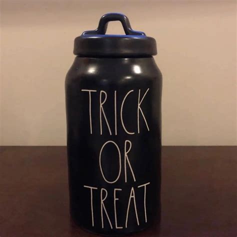 Rae Dunn Trick Or Treat Canister On Mercari Trick Or Treat Halloween