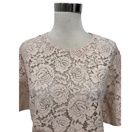 WITCHERY Blush Sheer Lace Flutter Sleeve Top Size 10 Gem