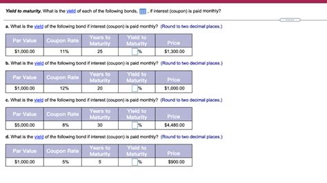 Solved Yield to maturity. What is the yield of each of the | Chegg.com