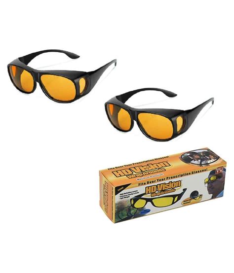 UV Protection Wrap Around Night Drive Unisex Sunglasses (yellow) Combo ...