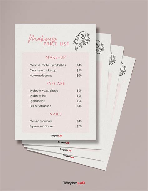 Makeup Price List Template