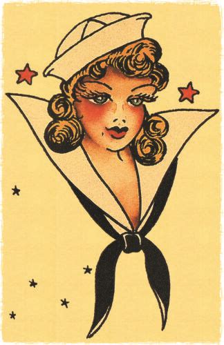 Sexy Sailor Girl Vintage Sailor Jerry Inspired Pin Up Tattoo Poster Usa