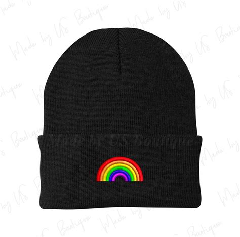 Rainbow Beanie Embroidered Unisex Gay Pride Hat Sold By Impressive Admixture SKU