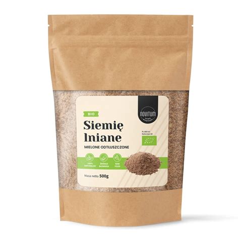 Ekologiczne Siemię Lniane Mielone Odtłuszczone Bio Naturalne 500g Novitum