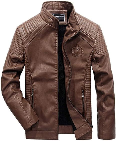 Saoye Fashion Herren Lederjacke Winter Vintage Leder Motorradjacke