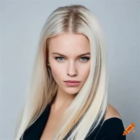 Norwegian Slim Platinum Blonde Woman With Straight Hair And Pale Skin