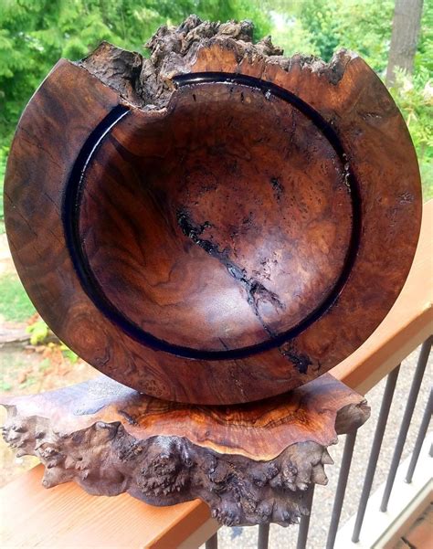 Beautiful Live Edge Walnut Burl Bowl Walnut Burl Wood Turning Live