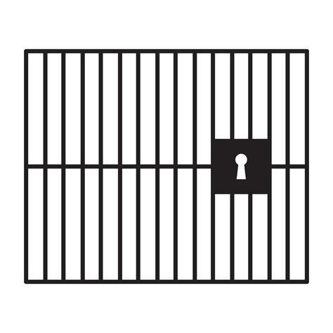 Eps10 Black Vector Jail Or Prison Icon With Locked Door And Vertical