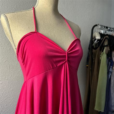 Hot Pink Babydoll Dress With A Cute Asymmetrical Hem Depop
