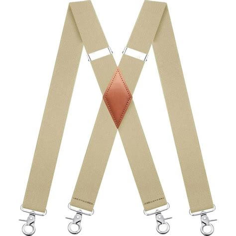 Qcwqmyl Beige Suspenders For Men With 4 Snap Hooks Adjustable Braces